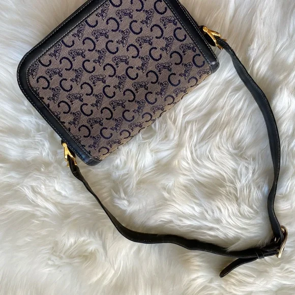 Authentic vintage Celine black macadam house carriage shoulder bag - Picture 8 of 13